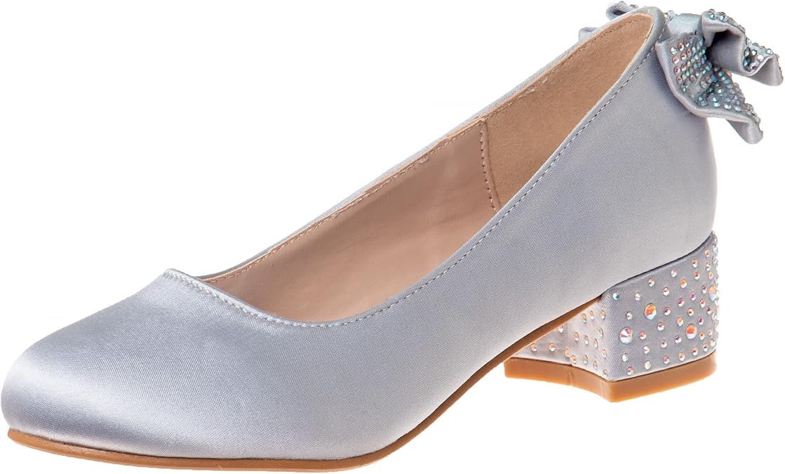Badgley Mischka Heel Dress Pumps Closed Toe Rhinestone Shoes for Girl Kids (Silver/Gold/White/Black) (Little Kid - Big Kid)