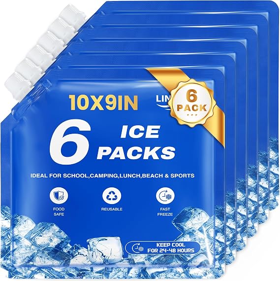 Ice Packs for Coolers, 10x9x1 Inch Cooler Ice Freezer Packs