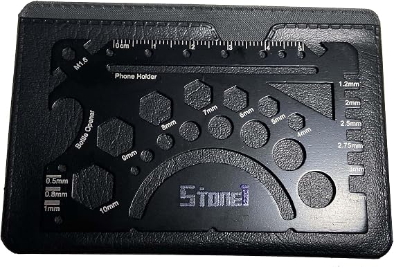 49-in-1 Wallet Multitool Multifunction Tool Card - Credit Card Sized Multitool with Bottle Opener, Wrenches, Screwdriver, Phone Stand, Various Measuring Tools, and More