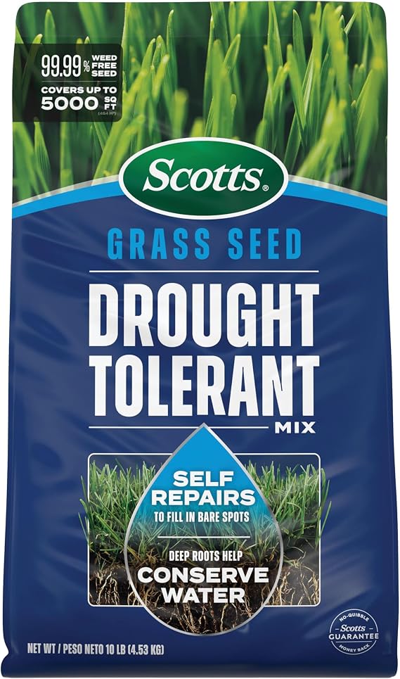 Scotts Grass Seed Drought Tolerant Mix - Kentucky Bluegrass and Tall Fescue Grass Seed Mix, Covers up to 5,000 sq. ft., 10 lb.