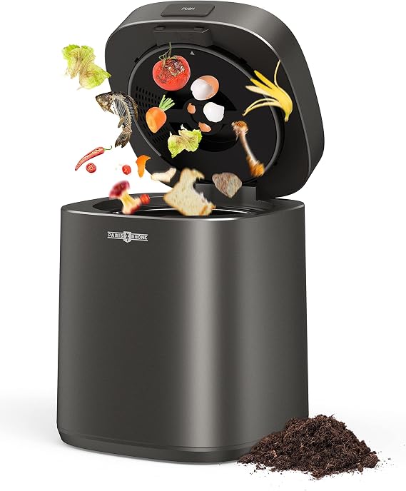 Paris Rhone Smart Waste Kitchen Composter, Electric Kitchen Compost Bin Eco-Friendly Sustainable Indoor Countertop Food Cycler with 3 Modes, Odor-Free with Carbon Filters, Fertilizes Your Garden