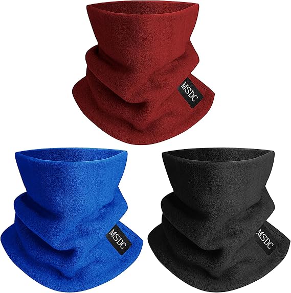 MSDC Neck Gaiters for Men 3 Pack,Neck Warmer Scarf Women Face Mask Covering for Cold Weather