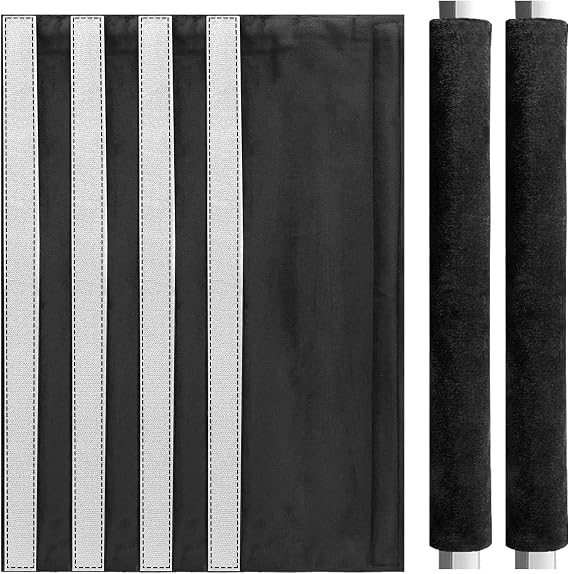 4 pcs Refrigerator Door Handle Covers Set of 4, Fridge Door Handle Covers, Kitchen Appliance Decor Handles, Dust Covers for Fridge, Dishwasher Oven Keep Off Fingerprints,Food Stains (Black)