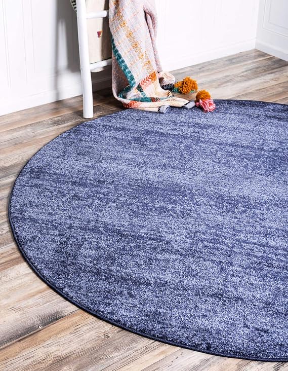 Unique Loom Del Mar Collection Area Rug - Lucille (6' 1" Round, Navy Blue/ Ivory)
