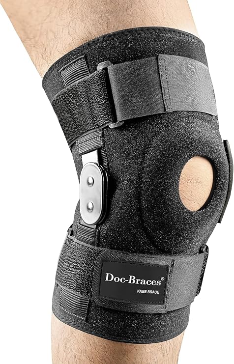 Hinged Knee Brace for Knee Pain, Adjustable Compression Knee Support Brace for Men & Women, Open Patella Knee Wrap for Swollen,Meniscus Tear,ACL,PCL,Joint Pain Relief,Injury Recovery