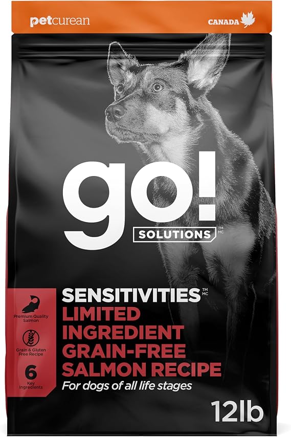 Go! Solutions Sensitivities Limited Ingredient Salmon Dry Dog Food, 12 lb | Chicken-Free & Grain-Free Kibble for Sensitive Stomachs & Food Allergies, Supports Digestion, For Puppies, Adults & Seniors