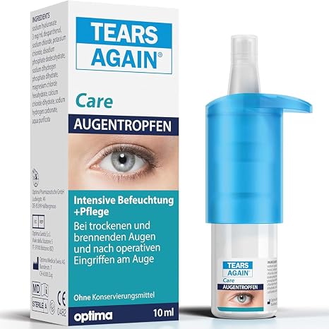 TEARS AGAIN Care Eye Drops Hyaluronic 0.3% + Dexpanthenol Against Dry and Burning Eyes for Intensive Moisturising of the Eye Surface Without Preservatives
