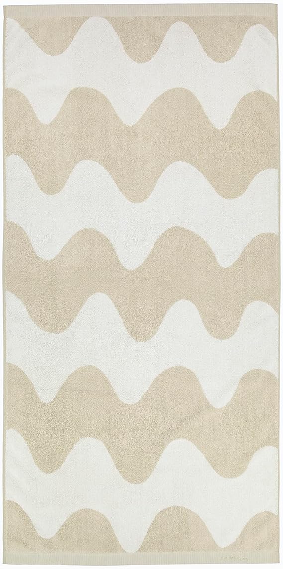 MARIMEKKO Lokki Terry Cotton Bath Towel (Beige) Waves Patterned Bath Towels 59 in x 28 in