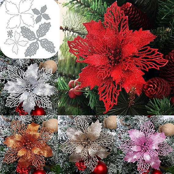hinana 3D Flower Christmas Metal Die Cuts,Grite Lace Edge Flower Frame Cutting Dies Cut Stencils for DIY Scrapbooking Photo Decorative Embossing Paper Dies for Scrapbooking Card Making