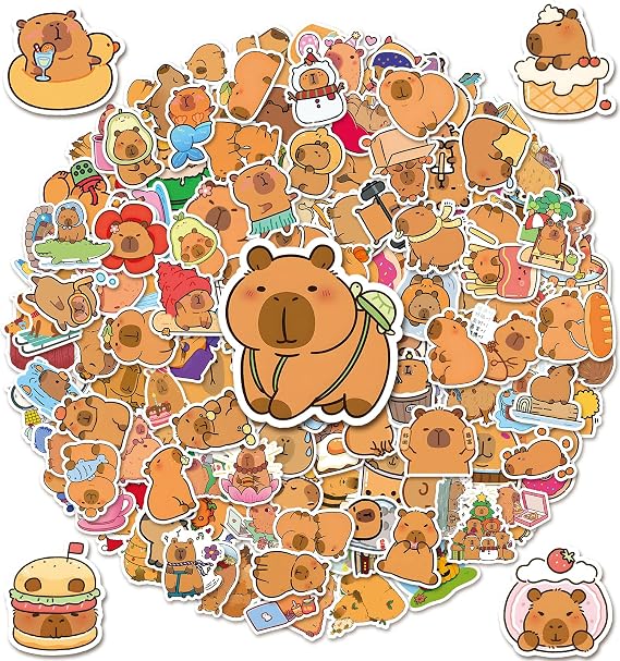 200pcs Capybara Stickers Vinyl Waterproof Funny Chill Rodent Decals