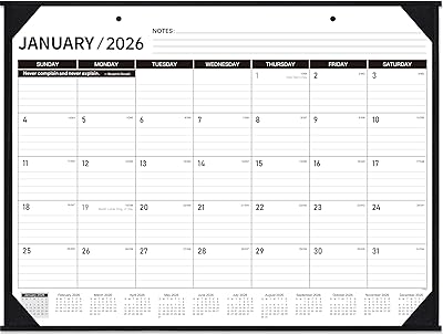 2026 Desk Calendar - JAN. 2026 DEC. 2026, 22 x 17, Large Desk Calendar 2026, 12 Monthly DeskWall Calendar 2-in-1, Corner Protector, Desk Pad, Large Ruled Blocks