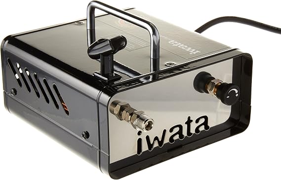 Iwata Ninja Jet Airbrush Compressor 110-120V Quiet Compact Mini Air Compressor with Hose & Adaptors Maintenance-Free, Adjustable Pressure For Hobbyists, Artists, Cake & Model Painting