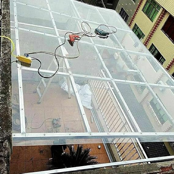 Polycarbonate Sheets Clear Acrylic Plastic Sheet,Replacement Roofing Sheets,Waterproof Insulation Greenhouse Roofing Cladding Panels Canopy Outdoor Awning Shelter,Easy to Cut (1.22x5m(4x16.4ft))