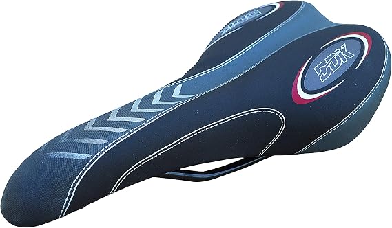 Bicycle seat, Black/resd DDK, Saddle, Hybrid 12 OZ, Comfortable, Cushion, Cruiser