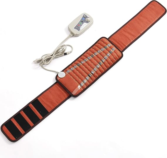 MediCrystal Infrared Heat Bio Stimulation Belt - Natural Amethyst & Tourmaline Crystals - Adjustable Temperature 86-158F (30-70C) - Negative Ion - FDA Reg Manufacturer - Pad 18" L x 8W - Strap 55"