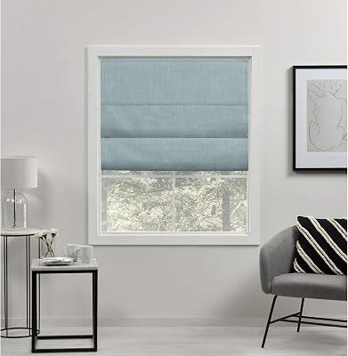 Exclusive Home Curtains Acadia 100% Blackout Polyester Roman Shade, 31x64, Aqua