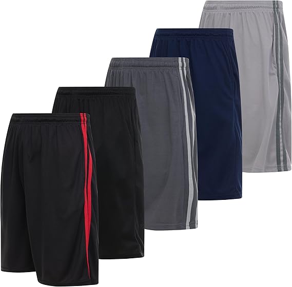 DARESAY Mens Athletic Shorts with Pockets, Workout Active Performance Shorts - 5 Pack