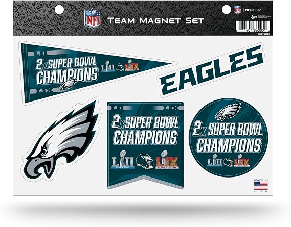 Rico Industries NFL Football Philadelphia Eagles 2 Time Champs Team Magnet Set 8.5" x 11" - Home Decor - Regrigerator, Office, Kitchen