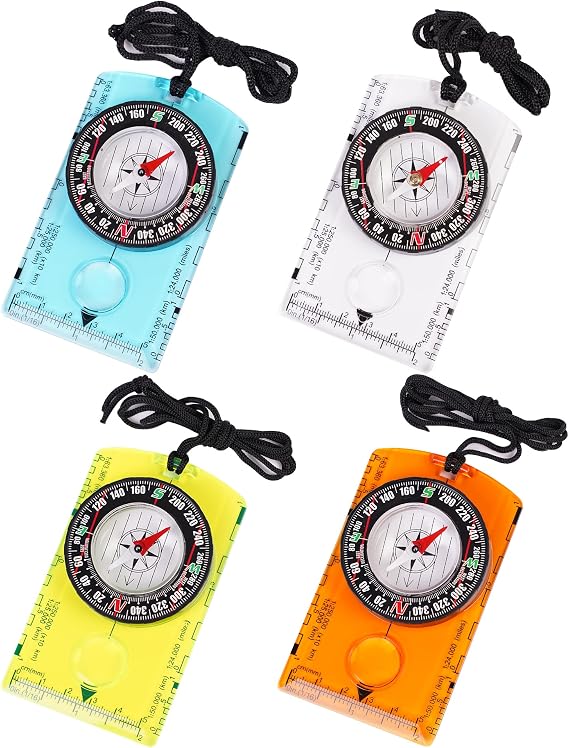 Outdoor Compass with Adjustable Declination Magnifying Glass Ruler Scale Multifunctional Orienteering Waterproof Compass for Map Reading Navigation Hiking