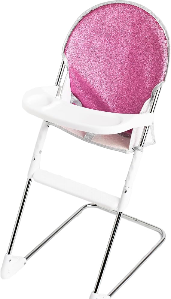 Roma Dolls High Chair - Foldable Baby Doll High Chair with Tray, Cute bear Print, Metal Frame, Fits Dolls 28-42cm, Toy Feeding Chair, Ideal, Doll Feeding Set (Stephanie)