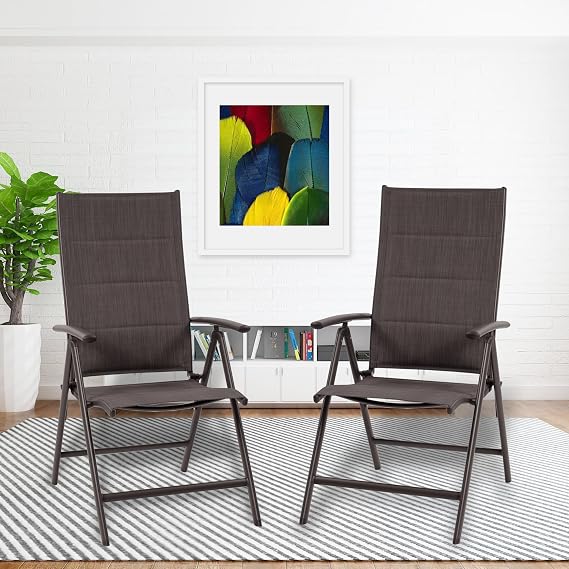 Kozyard 2-Piece Outdoor Patio Dining Chairs, Folding Reclining Patio Chairs