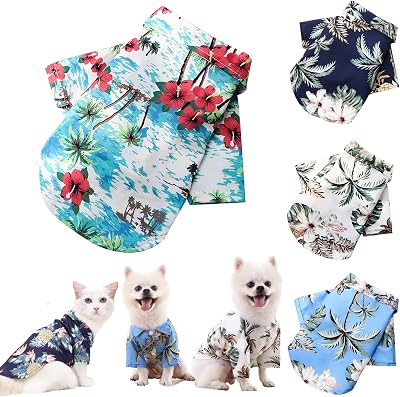 Pet Summer Shirts Dog T-Shirts,Floral Coconut Tree Printed Puppy Blouse,Cat Dogs Apparel Beach Outfit,Breathable Cool Clothes for Small to Medium Green, XS