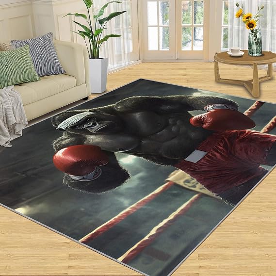 Gorilla Runners Rugs, 60x110cm, Fitness Physique Hallway Carpet, Boxing Champion Rug, Low Pile Easy-Washing Rugs for Kitchen Dining Room