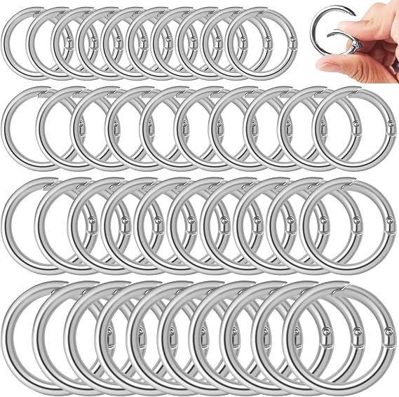 40pcs Spring O Rings, 26/23/20/18mm Round Carabiner Clip