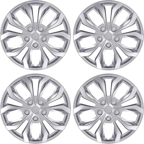 4-Pack Universal Wheel Trims Replacement R14 14 inch, Steel Wheel Rim Cover for Most Cars, 14" 14 in Hubcaps Wheel Covers Hub Caps (Silver Color, 14 inch)