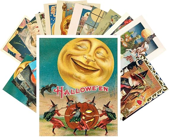 PIXILUV Vintage PostCards 24 pcs Halloween Pinup Witch Vintage Greeting Cards Reprint