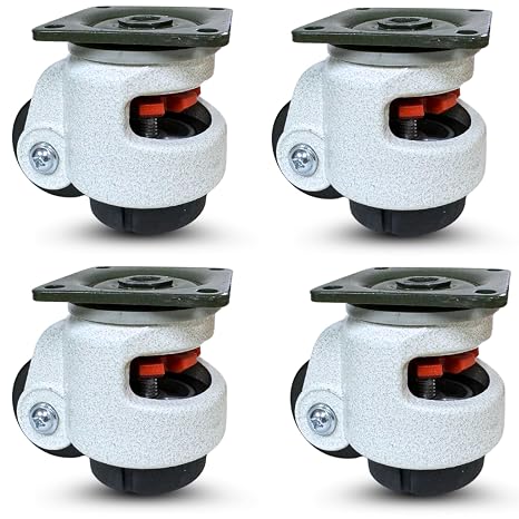 TP-40F - Retractable Leveling Machine Plate Casters w/ 1.75" Wheel - 4 Pack - 880 lbs Per Set + Hardware