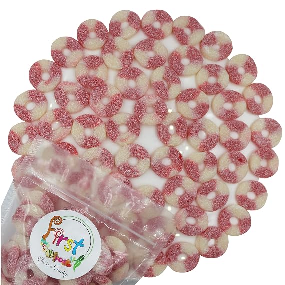 FirstChoiceCandy Gummy Rings (Sour Mini Strawberry, 1 Pound (Pack of 1))