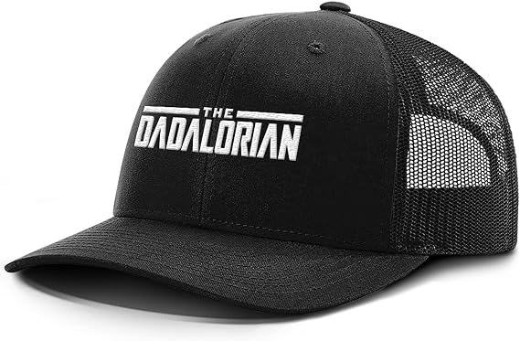 BustedTees The Dadalorian Back Mesh Hat - Casual Wear Baseball Cap for Mens Father's Day Mesh Adjustable Snapback Strap