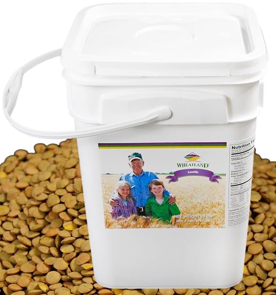 WheatlandTM Lentils 20lb Mylar, Oxygen Absorber and Bucket Provide 25 Year Shelf Life Lab Tested ISO 17025 Verified Chemical-Free Never Irradiated, No Desiccants and Non GMO High Trust Seller Emergency Food Storage Wheatland 40 Year Legacy