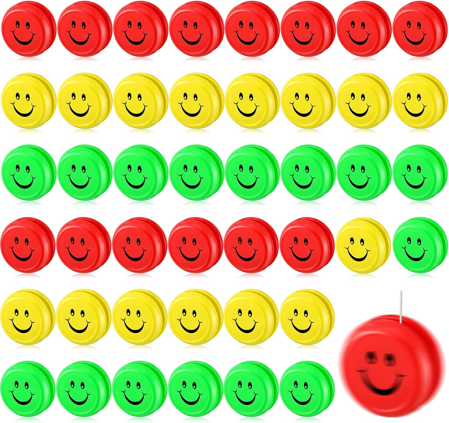 Liliful 50 Pcs Yo Yo Bulk, Yoyos Toys for Boys Girls Party Favors for Birthday Classroom Bag Fillers Carnival Prizes Xmas Gift Colorful,Smile Face