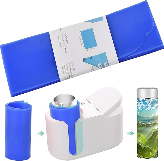 Sublimation Tumbler Wrap, JOYCEMALL 3 Pcs 3 Thicknesses Sublimation Silicone Wraps for Sublimation Tumblers Blanks Mugs, Heat Press 11 x 5 Inch - Blue