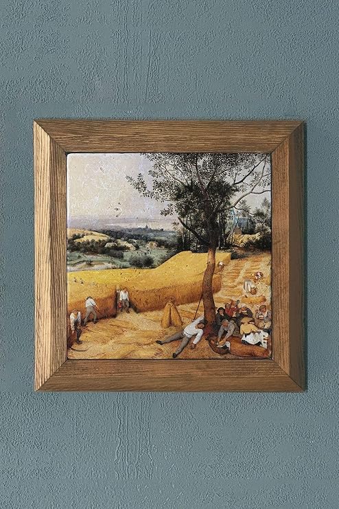 Oscar Stone Decor Masif Çerçeveli Doğaltaş Tablo 28X28 Cm The Harvesters Pieter Bruegel The Elder Prmt2020-1643