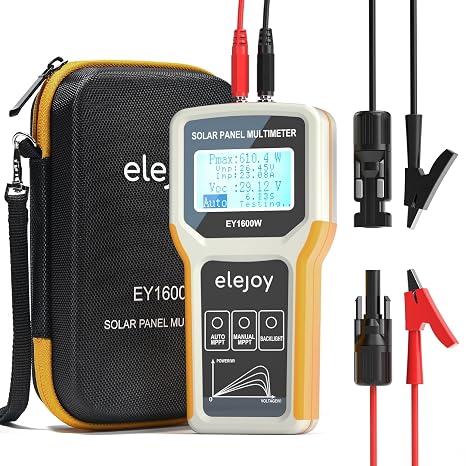 EY1600W Solar Panel Tester Multimeter, DC/AC Solar Panel Watt Meter, Photovoltaic Panel Solar Tracker, Auto & Manual MPPT Open Circuit Volt Current Troubleshoot Utility Tool, Backlit LCD (Upgrade)