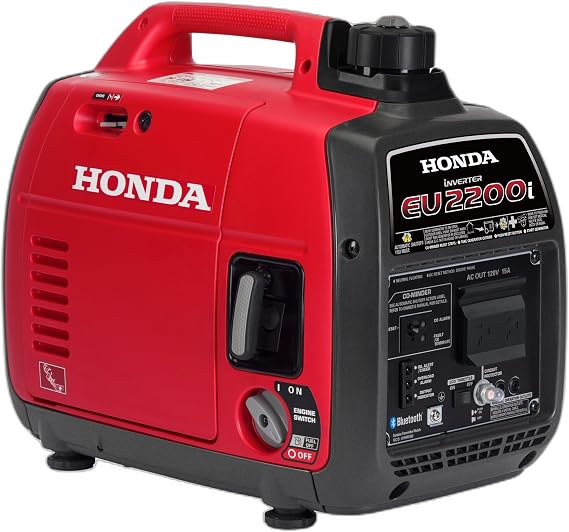 Honda EU2200i 2200 Watt Inverter Generator, Super Quiet 120V Gas Powered Portable Generator for Camping or Home Backup Power Supply, Up to 8.1 Hour Run Time (EU2200ITAN)