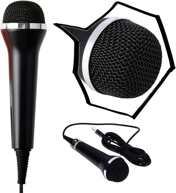 Mcbazel Gam3Gear Universal USB Audio Wired Karaoke Micrphone Mic for PS4 Slim/Pro/PS3/Xbox One/S/Xbox 360/Wii/Switch/PC