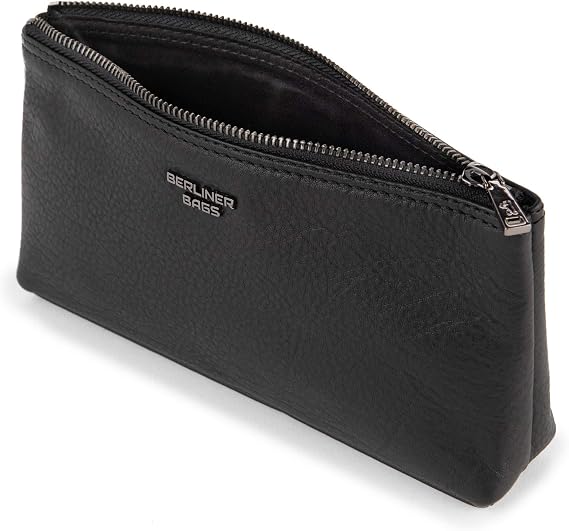 BERLINER BAGS Vintage Genuine Leather Makeup Bag For Women Anna- Black