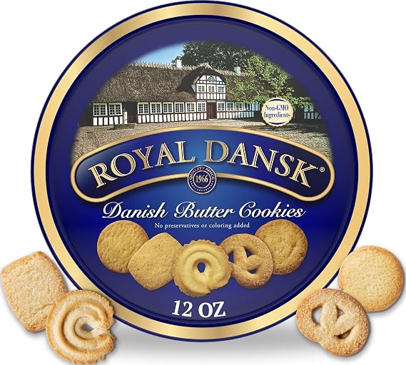 Royal Dansk Butter Cookies, Assorted Snacks Made with Real Butter, 12 Oz