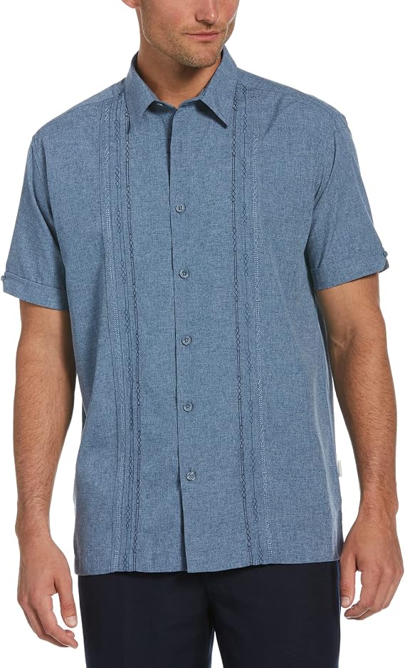 Cubavera Men's Embroidered Panel Chambray Shirt Shirt (Pack of 1)