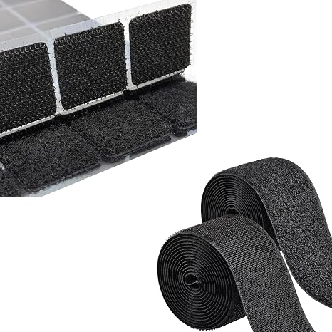 ECOHomes Bundle - 48 Sets 1x1 Inch Hook Loop Adhesive Squares + 2 Inch by 6 FT Sew On Tape