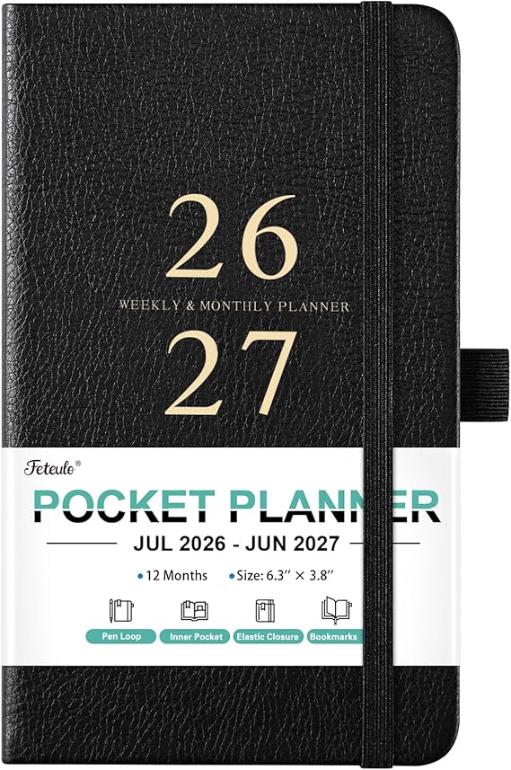 2026-2027 Pocket Planner/Calendar - Jul 2026 - Jun 2027, Academic Planner 2026-2027, Pocket Calendar for Purse, 6.3'' 3.8'', Elastic Bound, Agenda Book