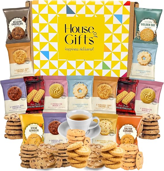 Biscuits Gift Set Biscuit Hamper Containing 15 Packs of Two (30 Biscuits Total) Including Border Biscuits, Walkers Assorted Biscuits & Shortbread | Yummy Biscuit Lovers Gift!