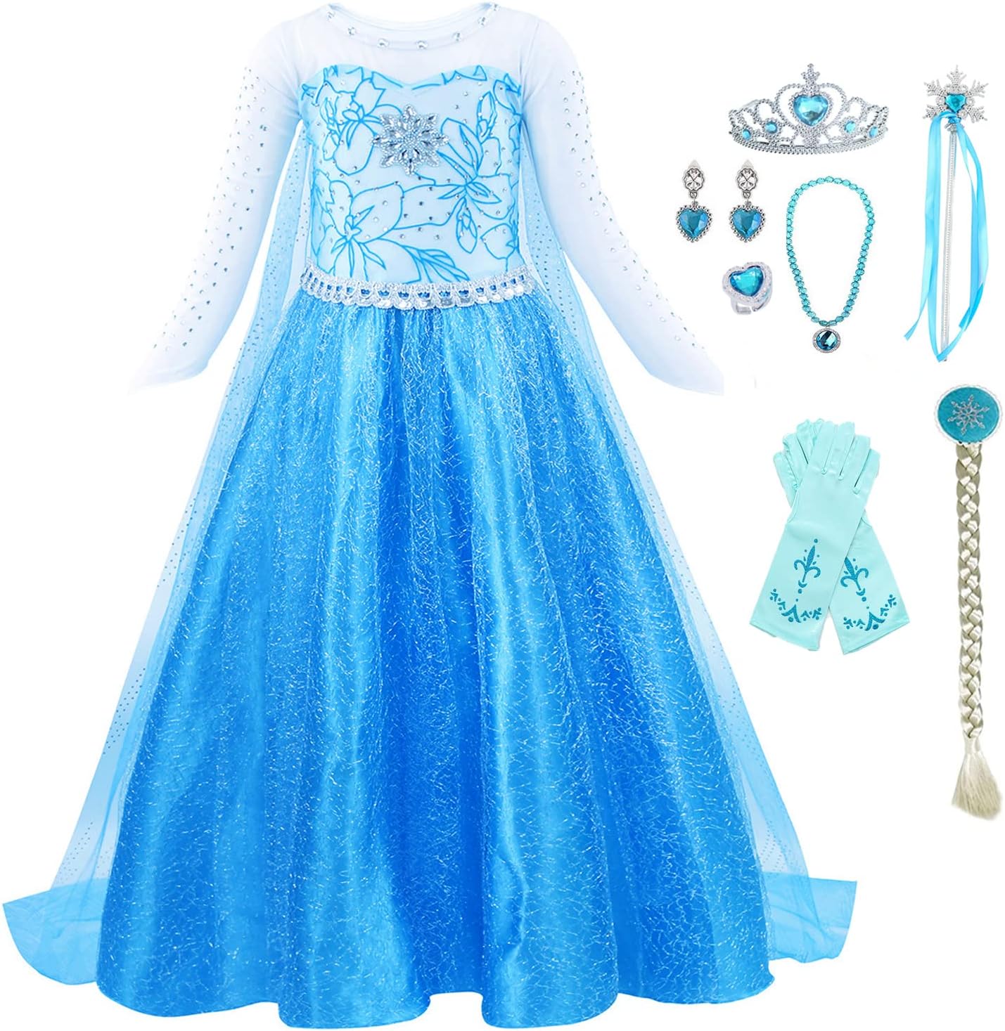 Plustrong Elsa Dress for Girls Princess Dress Costumes Elsa Costume Dress Up for Toddler Girl