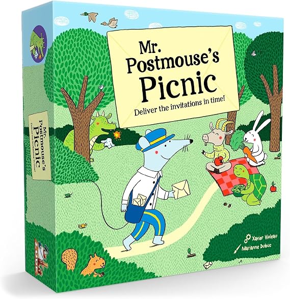 GIGAMIC Mr. Postmouses Picnic | Adorable Animal Adventure Board Game for Kids | Help Mr. Postmouse Get His Friends to the Picnic | Cooperative Tile Flipping Kids Game | Ages 4+ | 1-4 Players | 30 Min