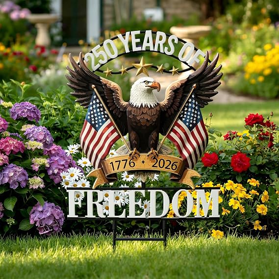 Fumete 250th Anniversary USA Garden Stake, 4th of July Metal Yard Sign