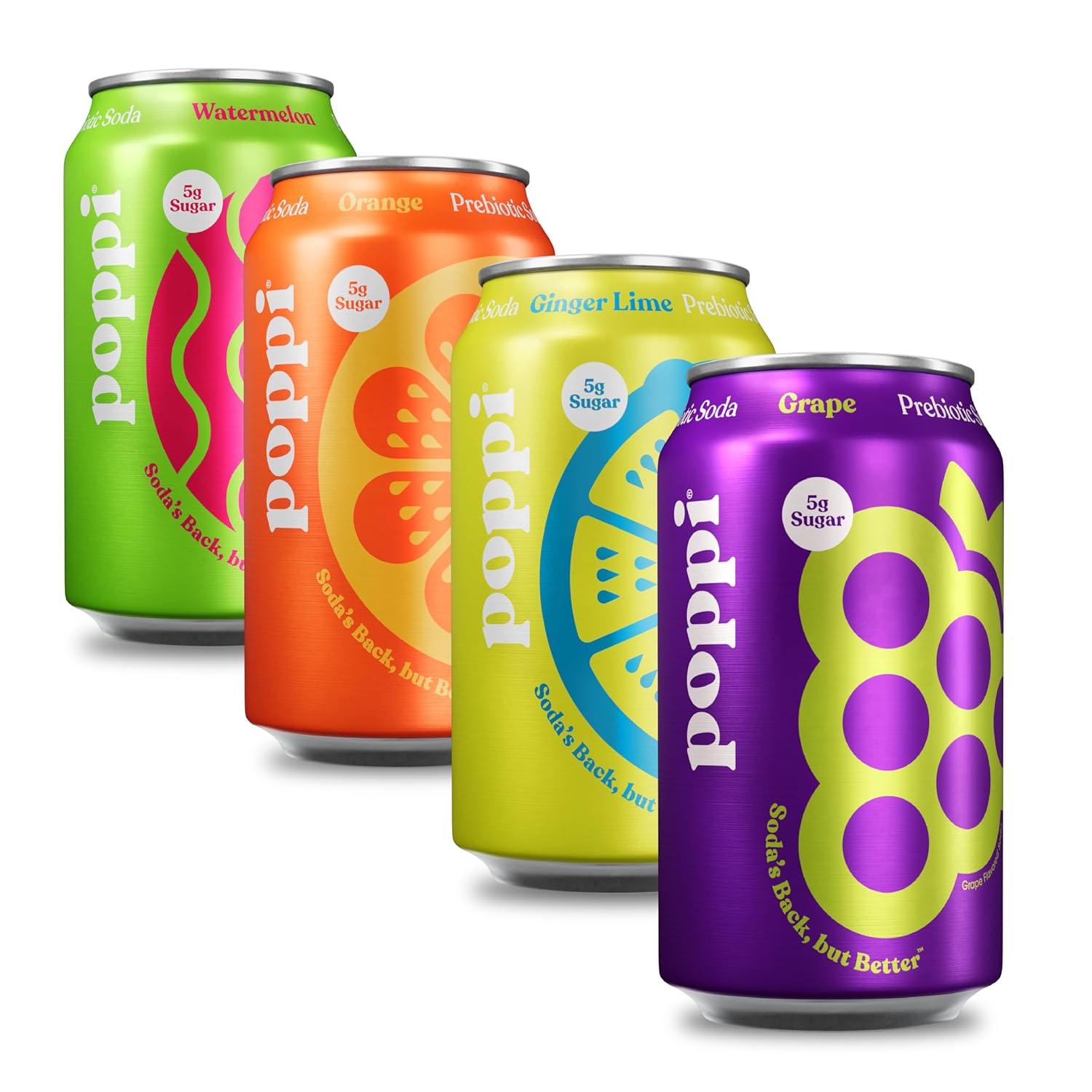 Poppi Sparkling Prebiotic Soda Beverage with Apple Cider Vinegar, Seltzer Water and Fruit Juice, Beach Party Variety Pack, 12 Fl Oz, Pack of 12, Packaging May Vary